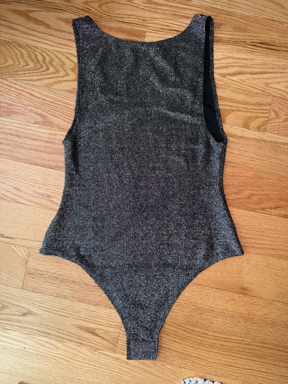 Reformation Saturn Bodysuit Glitter Black Silver Shimmer Sleeveless Size M - Picture 7 of 9